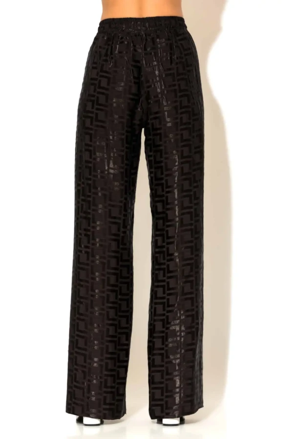 Satin jacquard wide leg pants with elasticated waist