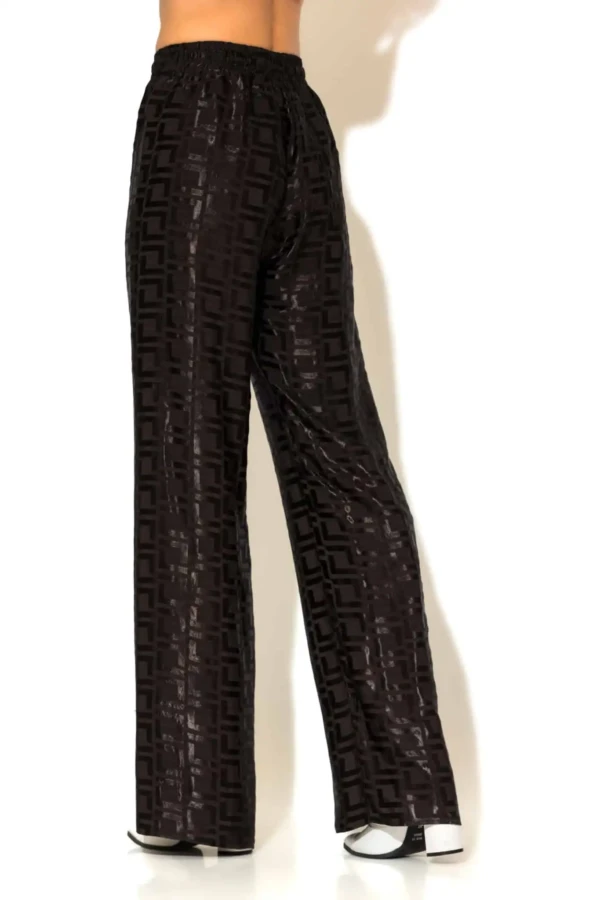 Satin jacquard wide leg pants with elasticated waist