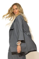 Striped Oversized Jacket with Culture logo at Back