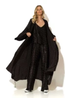 Satin jacquard wide leg pants with elasticated waist