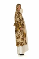 Long Printed Velour Belted Coat