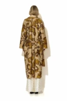 Long Printed Velour Belted Coat