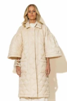 Quilted Puffer Coat with Pockets and Puffy Sleeves