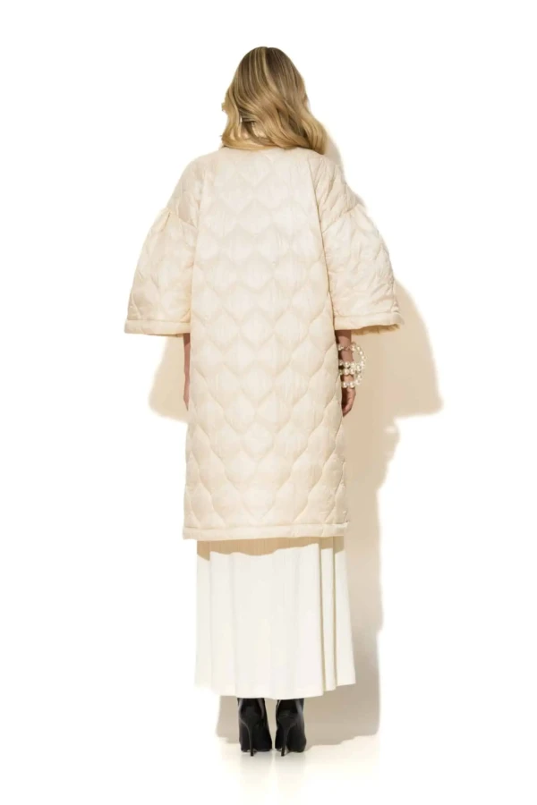 Quilted Puffer Coat with Pockets and Puffy Sleeves