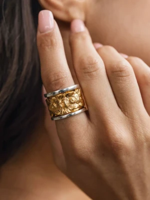 Χειροποίητο Περιστρεφόμενο δαχτυλίδι Manhattan – Δίχρωμο