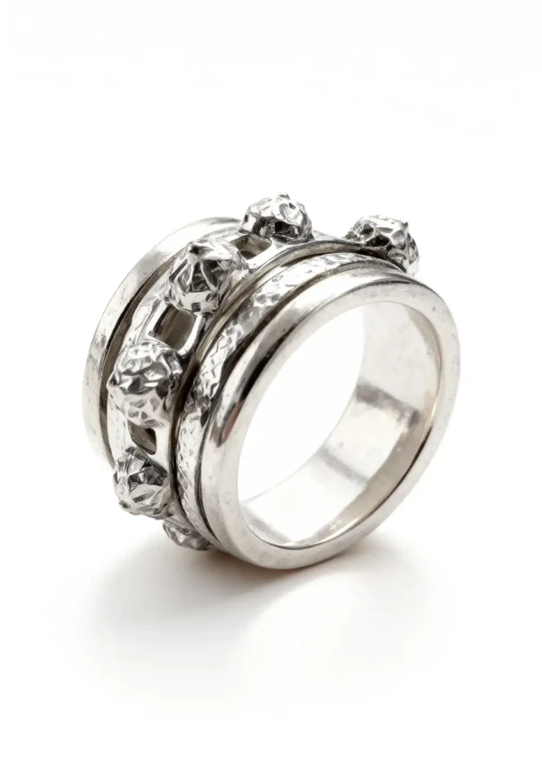 Χειροποίητο Περιστρεφόμενο Δαχτυλίδι Barcelona – Ασημί