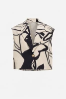 Γιλέκο με Abstract Print Μπεζ/Μαύρο