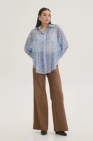 Πουκαμίσα σιέλ με μικρά πουά