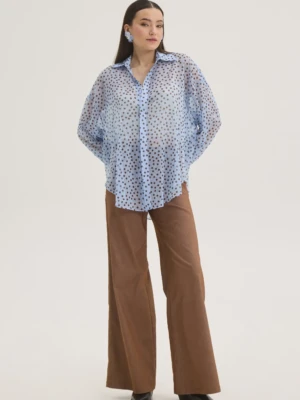 Πουκαμίσα σιέλ με μικρά πουά