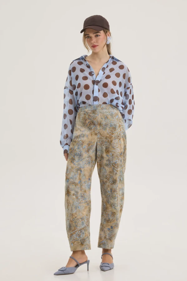 Πουκαμίσα σιέλ με μεγάλα πουά