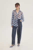 Πουκαμίσα σιέλ με μεγάλα πουά