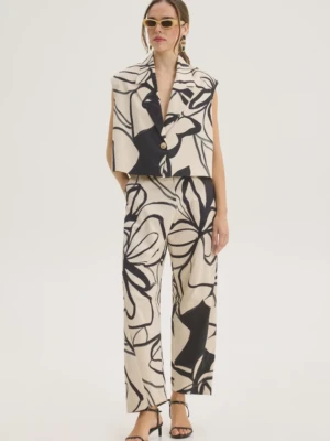 Γιλέκο με Abstract Print Μπεζ/Μαύρο