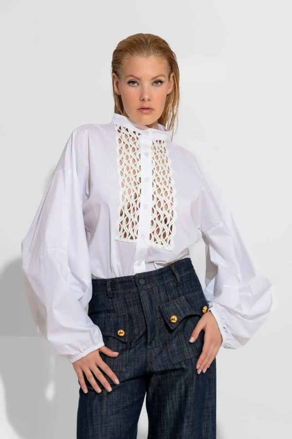 Πουκάμισο με δαντέλα εμπρός