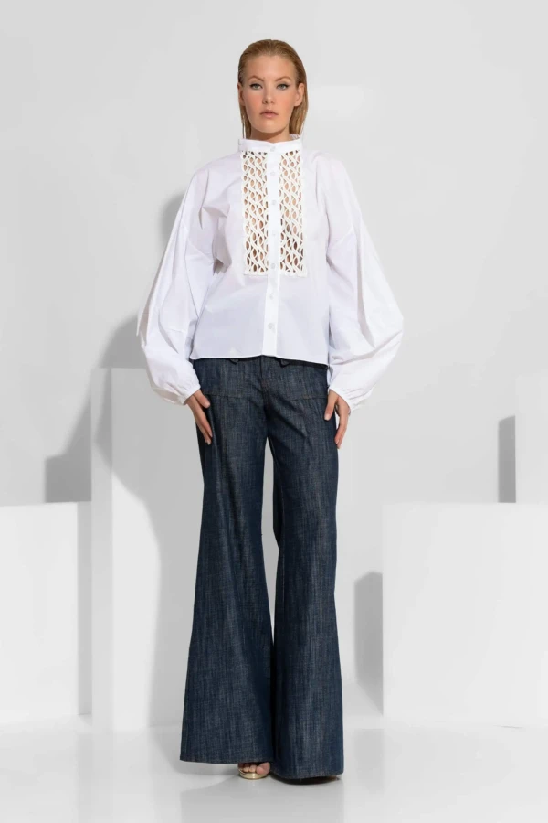 Πουκάμισο με δαντέλα εμπρός