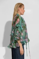 Πράσινο φλοράλ πουκάμισο οργάντζα με βολάν