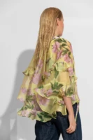 Κίτρινο φλοράλ πουκάμισο οργάντζα με βολάν