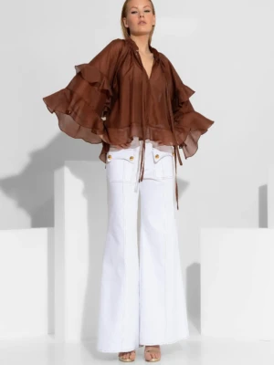 Τζιν παντελόνι καμπάνα λευκό