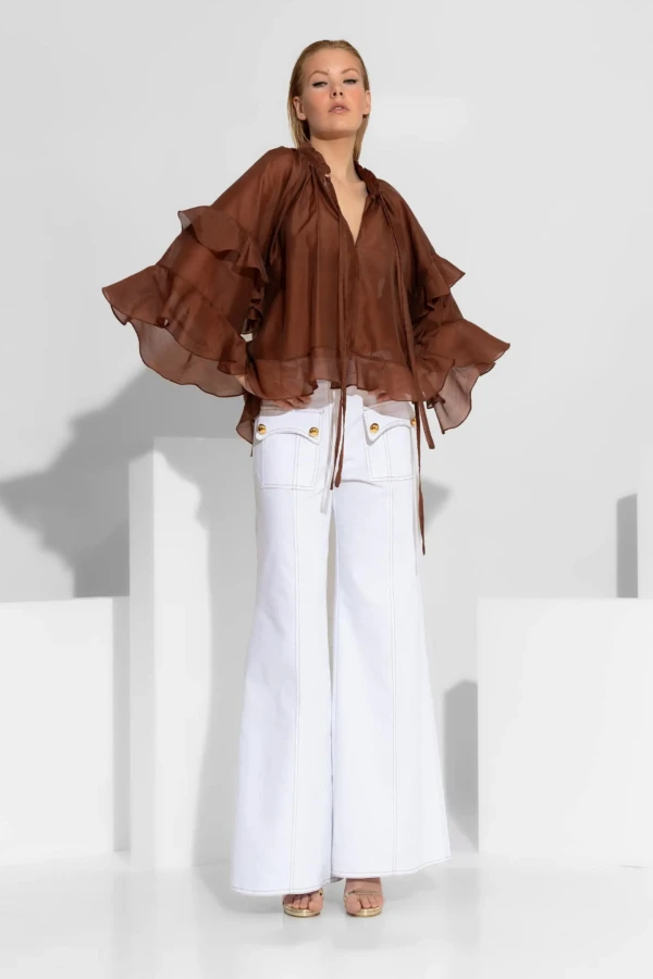 Τζιν παντελόνι καμπάνα λευκό