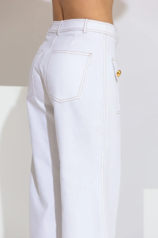 Τζιν παντελόνι καμπάνα λευκό