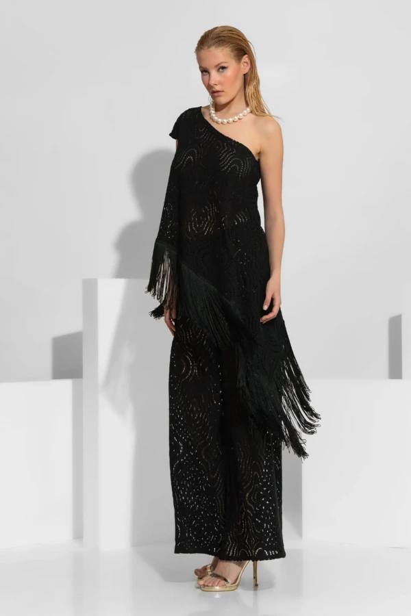 Μαύρο Παντελόνι σε Πλεκτή Δαντέλα