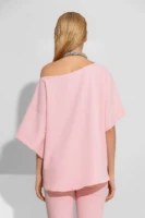 Κρέπ Oversized Μπλούζα με Ανοιχτή Λαιμόκοψη