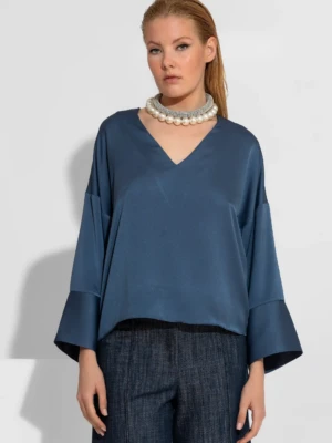 Σατέν Μπλούζα Με -V- Ντεκολτέ