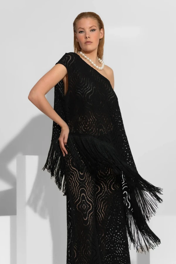 Μπλούζα ένας ώμος δαντέλα με κρόσσια