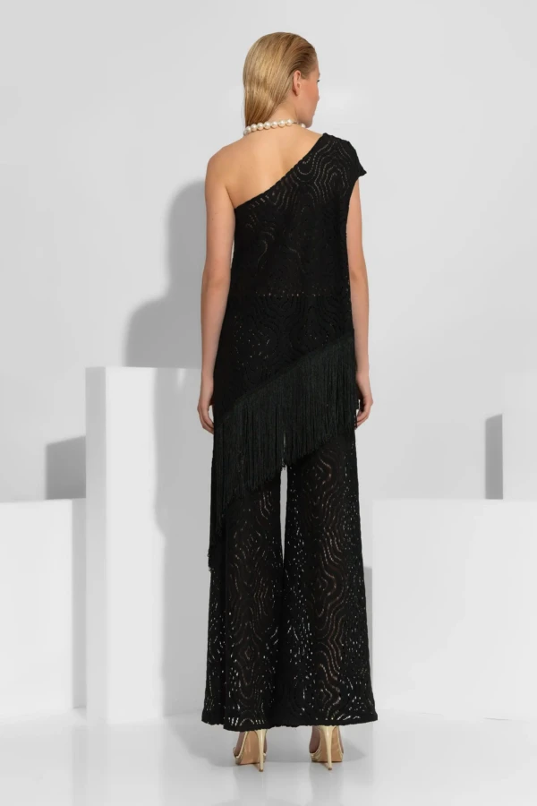 Μπλούζα ένας ώμος δαντέλα με κρόσσια