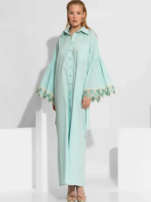 Μακρύ Πουκάμισο-Φόρεμα με δαντέλα στα μανίκια