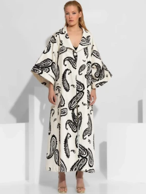 Μακρύ Printed Κιμονό Παλτό σε Καπαρντίνα