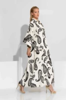 Μακρύ Printed Κιμονό Παλτό σε Καπαρντίνα