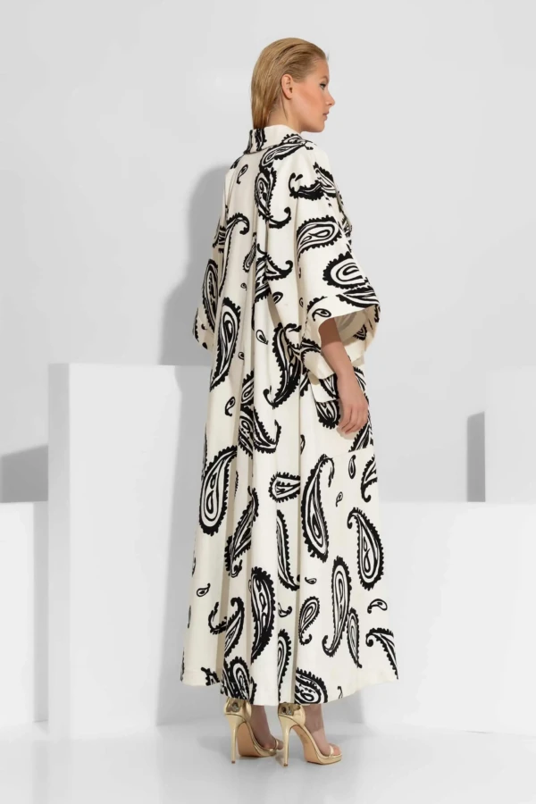 Μακρύ Printed Κιμονό Παλτό σε Καπαρντίνα