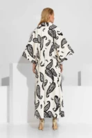 Μακρύ Printed Κιμονό Παλτό σε Καπαρντίνα