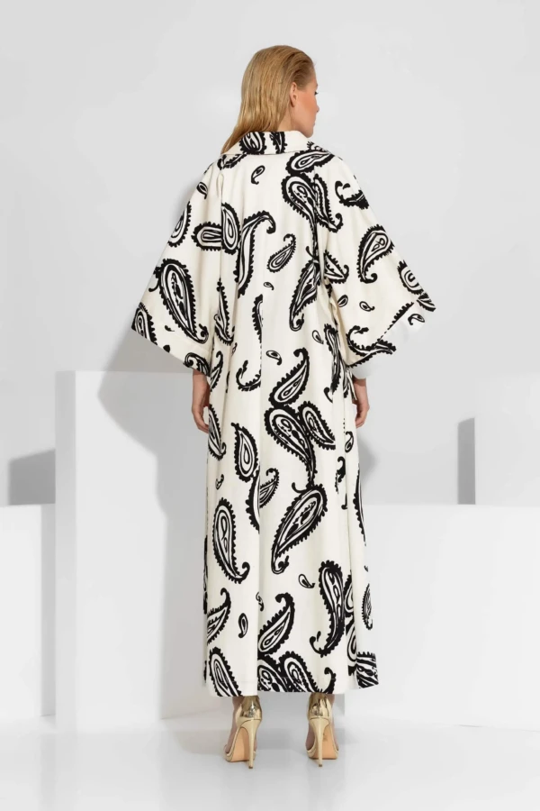 Μακρύ Printed Κιμονό Παλτό σε Καπαρντίνα