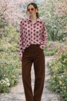 Πουκαμίσα ροζ με μεγάλα πουά