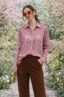 Πουκαμίσα ροζ με μικρά πουά