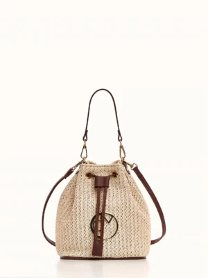 Christina Malle Off White Straw Mini Bucket