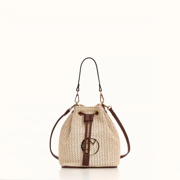 Christina Malle Off White Straw Mini Bucket