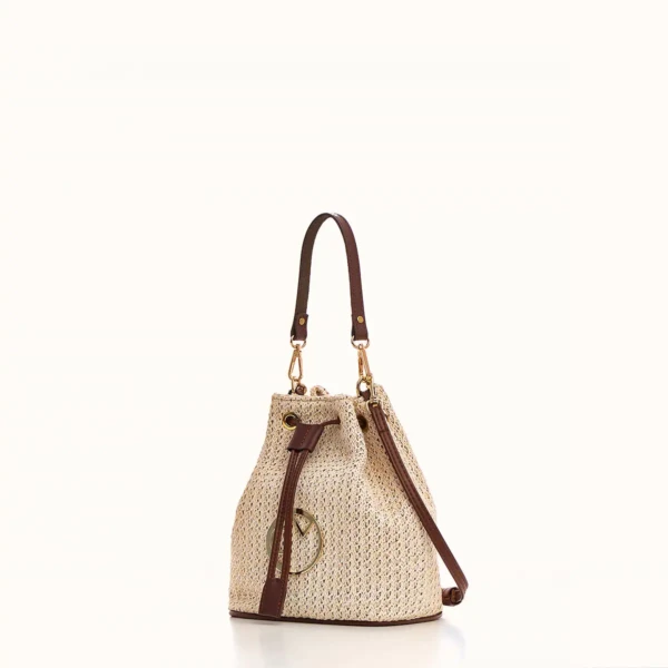 Christina Malle Off White Straw Mini Bucket
