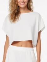 SERIAL CHILLER loose crop top- off white