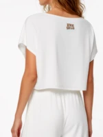SERIAL CHILLER loose crop top- off white