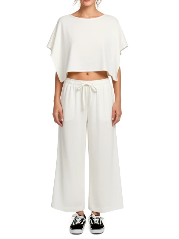 SERIAL CHILLER loose crop top- off white