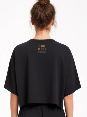 SERIAL CHILLER loose crop top- black