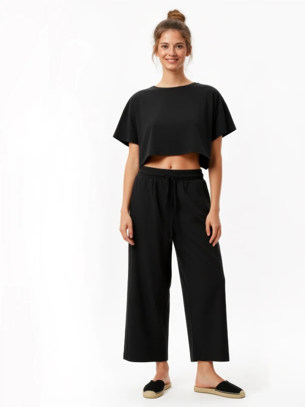 SERIAL CHILLER loose leg pants- black
