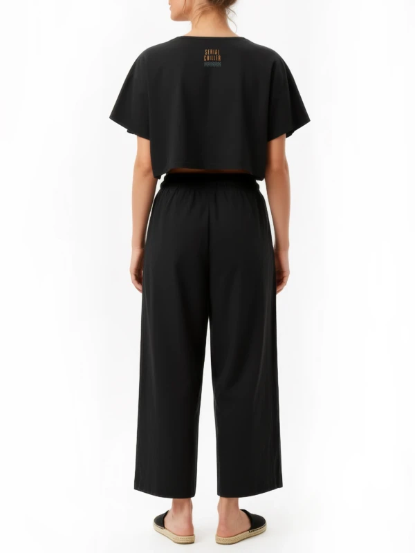 SERIAL CHILLER loose leg pants- black