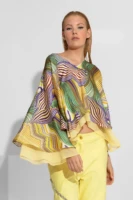 Σατέν Τοπ Mε Abstract Print - Βολάν
