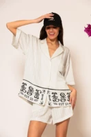 Semedaki Oversized Satin Shirt with logo print