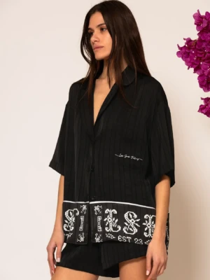 Semedaki Oversized Satin Shirt with logo print