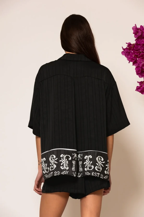 Semedaki Oversized Satin Shirt with logo print