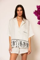 Semedaki Oversized Satin Shirt with logo print